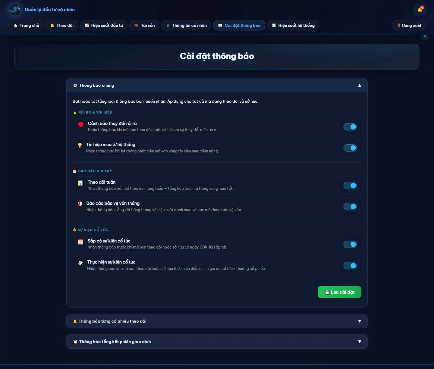Giao diện màn hình notif-settings