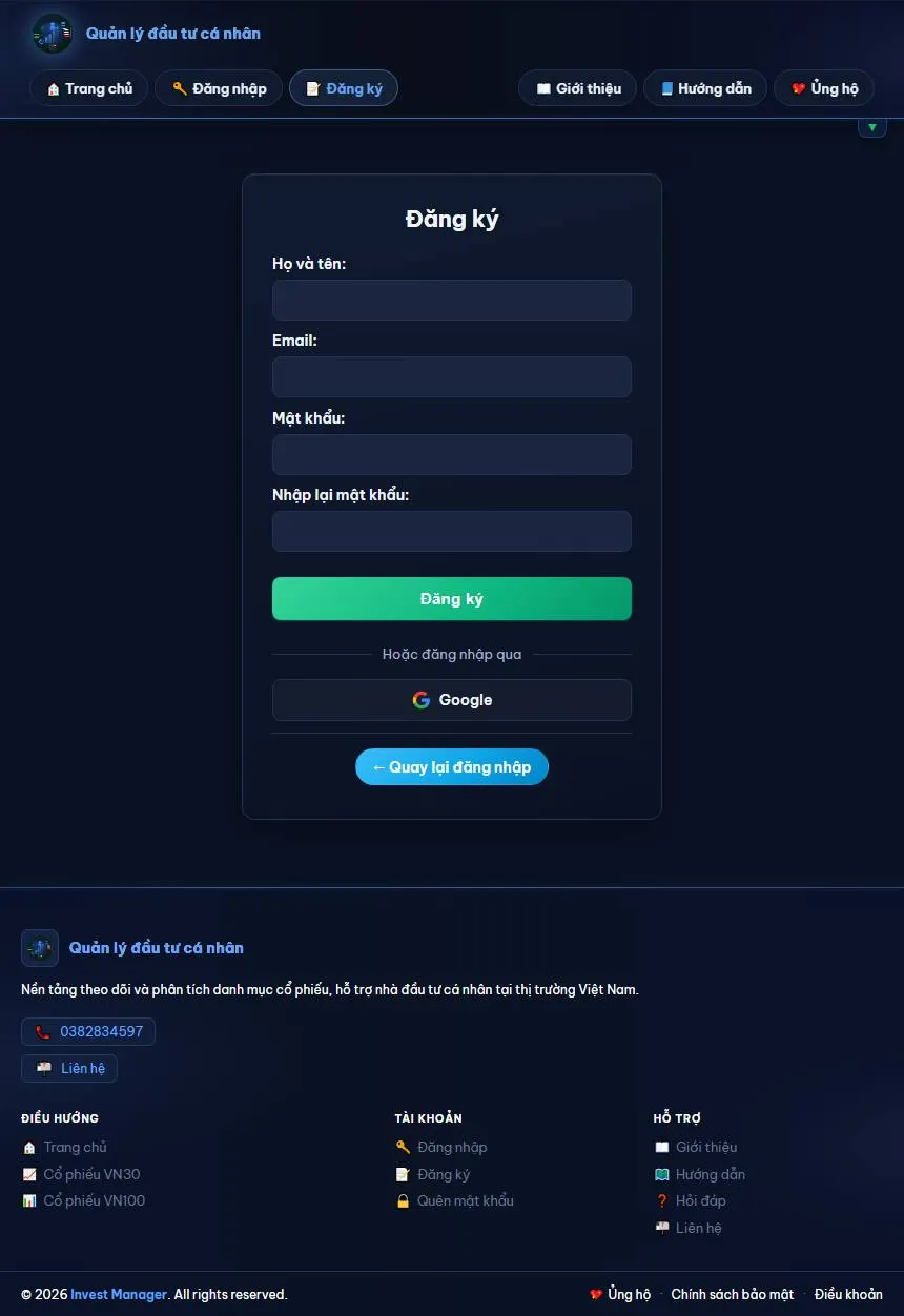 Giao diện màn hình register